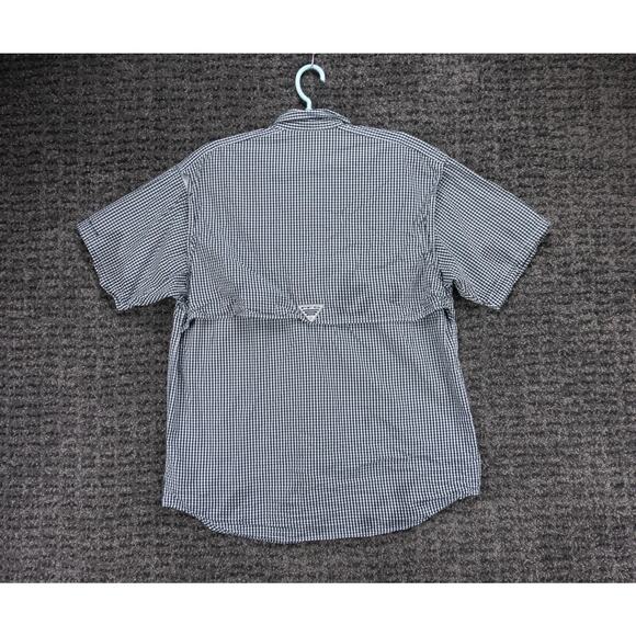 Columbia PFG Shirt Mens Small Black White Gingham Super Bonehead Short Sleeve - Picture 9 of 14